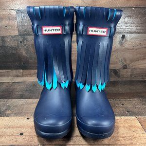 Original Hunter Fringe Front Welly Blue Women's Rain Boots Wellie Sz 7